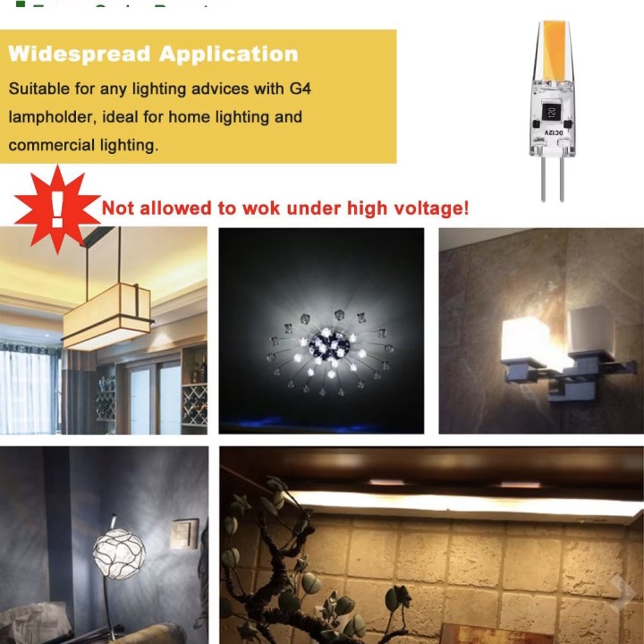 1 G4 6W 12V Warm White Dimmable COB LED Bulb for Chandeliers and Candles - Replacement