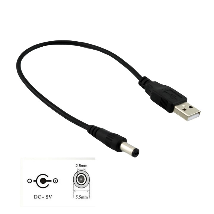CORDON alimentation 5.5MM vers USB Adaptateur 5Vcc USB vers prise 5.5mm 2.5mm pour BATL1RGM