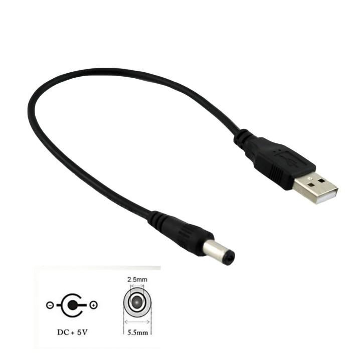 CORDON alimentation 5.5MM vers USB Adaptateur 5Vcc USB vers prise 5.5mm 2.5mm pour BATL1RGM