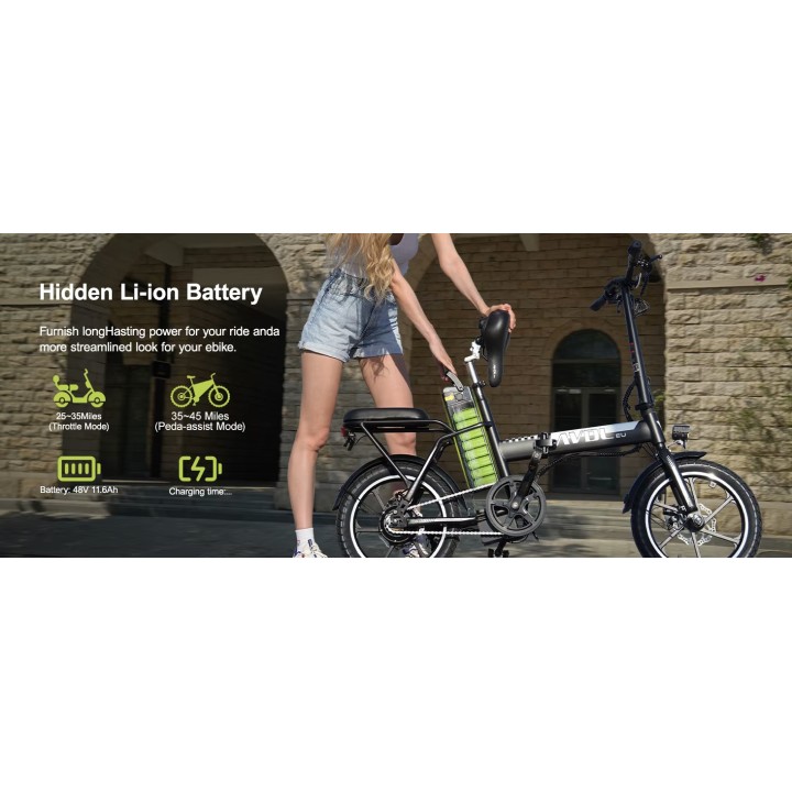 bicicletta elettrica flessibile 250W 36V 11.4AH adulto viaggio ville banlieue bicicletta 16 pouces autonomia da 35 a 50 km.