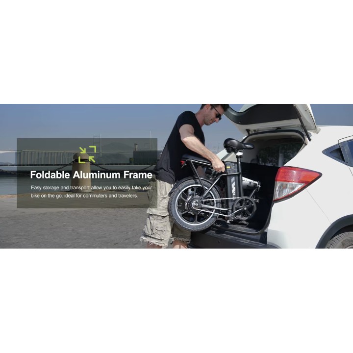 vélo électrique pliant 250W 36V 11.4AH adulte voyage ville banlieue vélo 16 pouces autonomie de 35 à 50 km