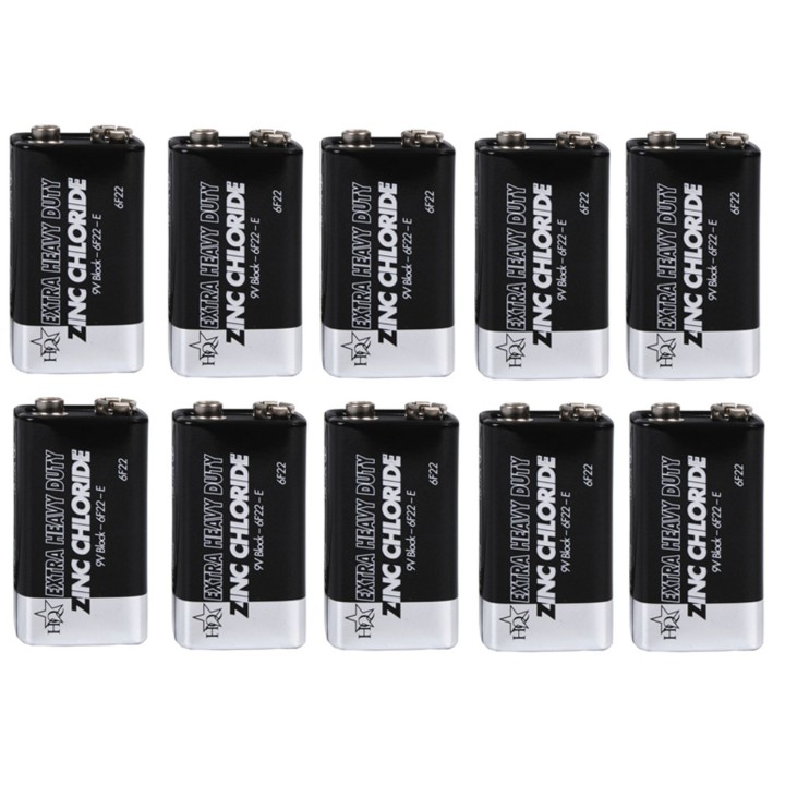 Pila 9vcc zinc carbono (10 pcs) 400ma (6lr61 6lf22 1604) pilas zinc carbona alimentaciones