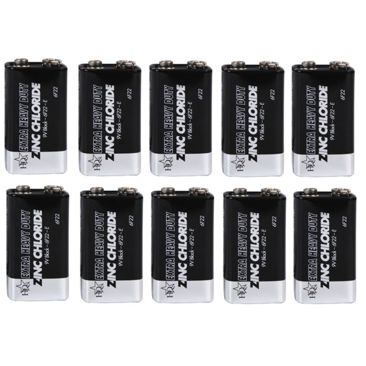 Pila 9vcc zinc carbono (10 pcs) 400ma (6lr61 6lf22 1604) pilas zinc carbona alimentaciones