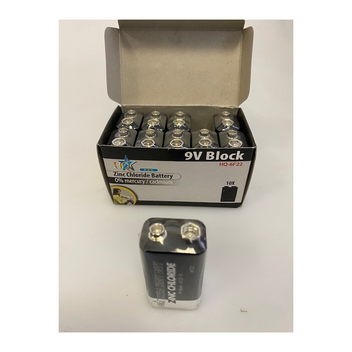 Pila 9vcc zinc carbono (10 pcs) 400ma (6lr61 6lf22 1604) pilas zinc carbona alimentaciones