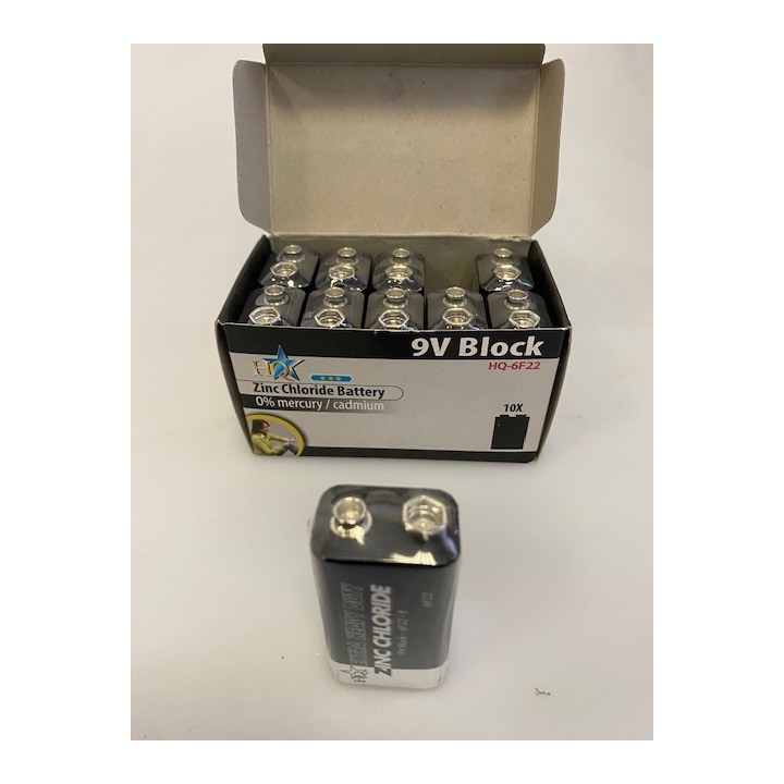 10 piles 9v zinc carbone 6lr61 6lf22 1604 6f22 g6f22xc mn1604 lr622 lr622b