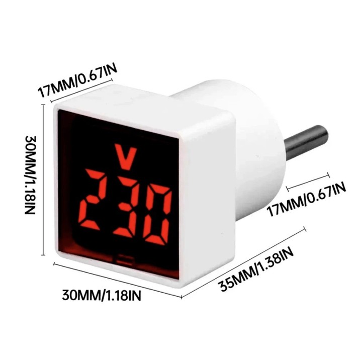 Digital AC Voltmeter Indicator Plug, No Wiring Required, European Plug 500V