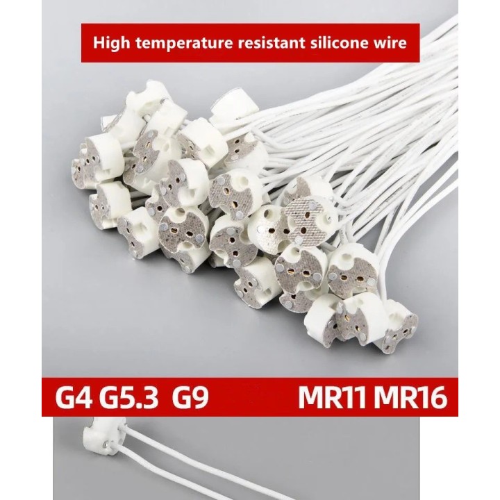 Ceramic socket connector fitting + 15cm cable for MR16 MR11 GU5.3 G5.3 G4 lamp bulb