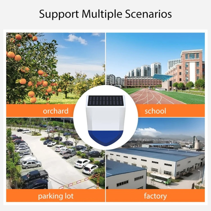Sirene solaire exterieure etanche 95db ZIGBEE + batterie 433MHz tuya pour alarme sans fil rfid APP