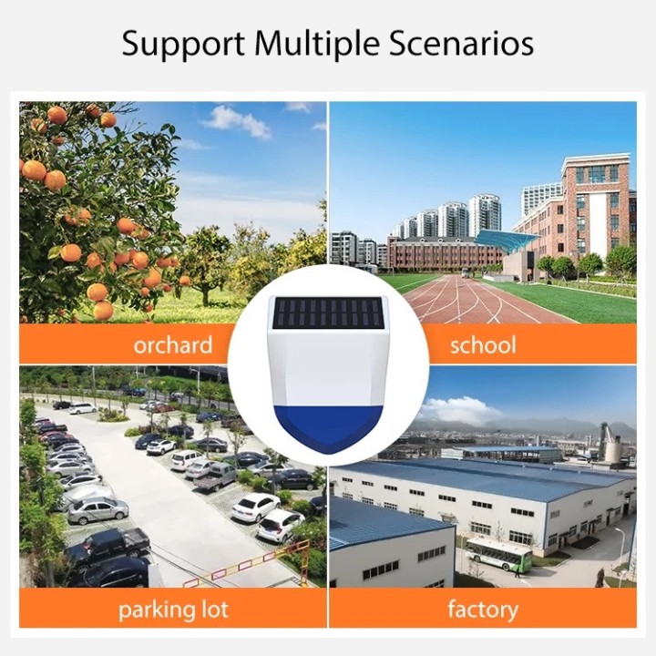 Sirena solar exterior impermeable 95db Wifi + batería tuya de 433MHz para alarma inalámbrica con aplicación rfid