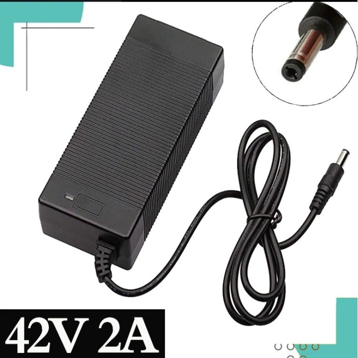 Cargador de baterías de litio de 110 V a 220 V a 42 V, 2 A, 5,5 x 2,1 mm