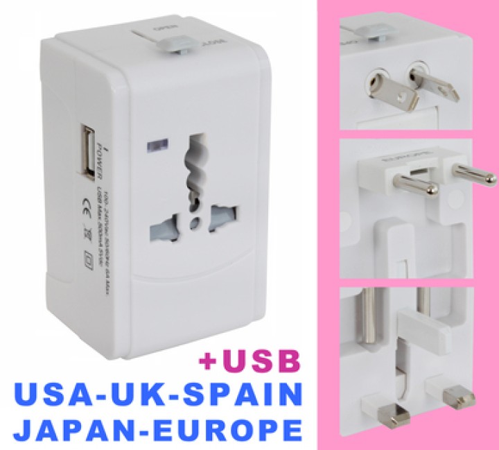 Travel plug adapter mit usb 150 ländern europa usa australia uk britain maclarry - 1