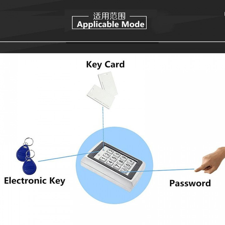 Clavier lecteur de carte em controle acces autonome 12v metal etanche exterieur