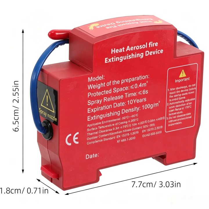 Dispositivo de extinción de incendio automático carril din para armario eléctrico extintor de fuego