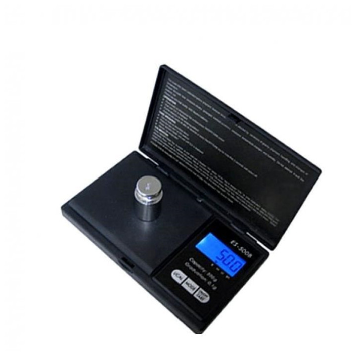 Balanza electrónica de bolsillo portátil pesa 500g medida de peso 0.1g objetos pequeños jr international - 1