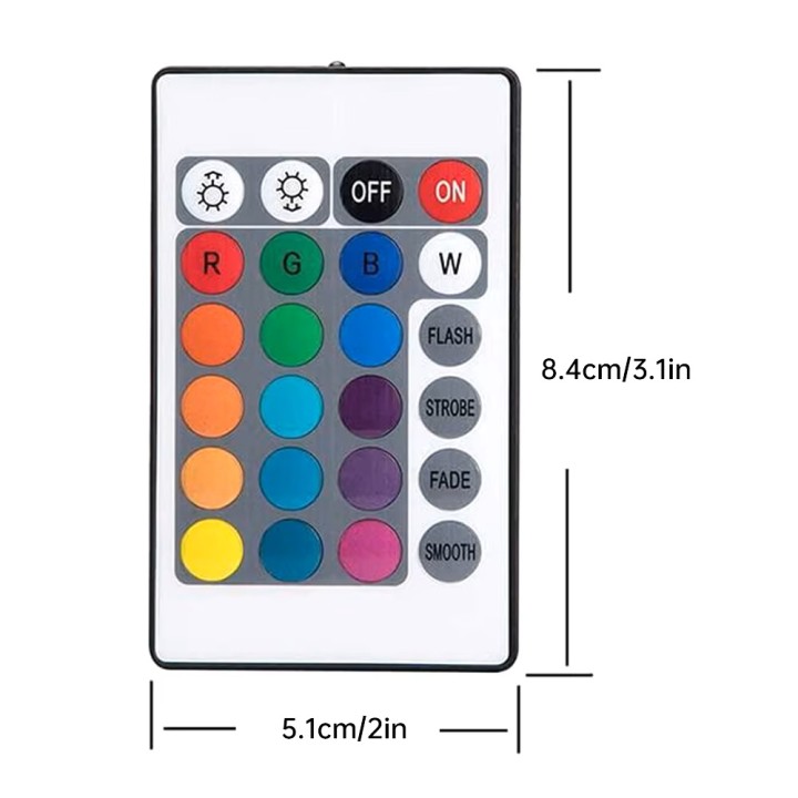 W28 Series 24-key infrared remote control for RGB PAR38 pool light bulbs (multicolor changing)