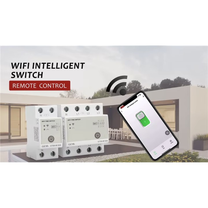 Commutateur relais TUYA WIFI temps intelligent 2P 40A 63A 80A Rail DIN pour maison intelligente  GTS8-W