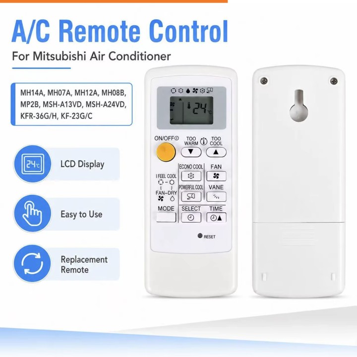 Télécommande climatiseur Mitsubishi MH14A MH07A MH14A MH12A MH08B MP2B MSH-A13VD
