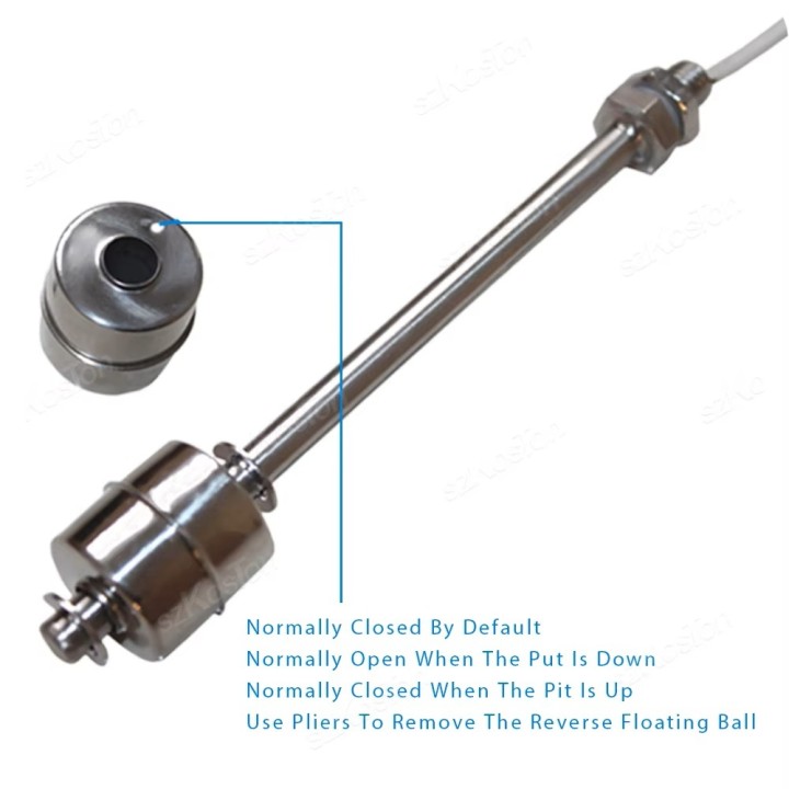 Detector desbordamiento Sensor nivel de agua impermeable flotador 10 cm para detección líquidos en cisternas y tanques