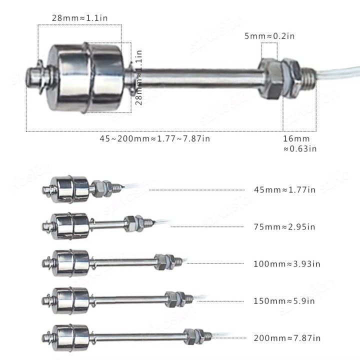 Overflow detector Waterproof water level sensor 10cm float liquid detection in cisterns tanks