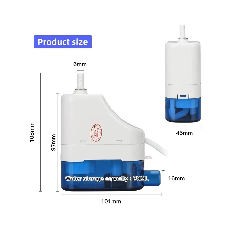 Bomba de condensados ​​automática ultrasilenciosa (220 V, elevación de 40 l/h) – RS-40C – Drenaje de aire acondicionado