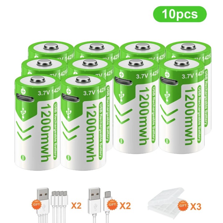 10 Batería de litio recargable 14250 3.7v 300mAh ICR14250 1/2AA Linterna Cámara