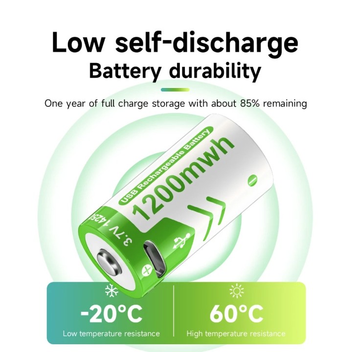 2 Batterie lithium rechargeable 14250 3.7v 1200mAh ICR14250 1/2AA lampe torche Appareil photo