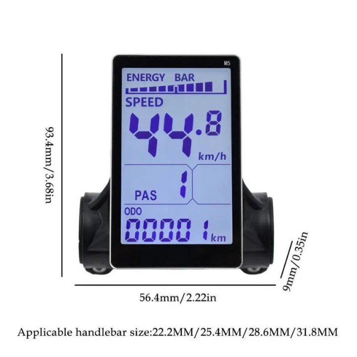 Wired M5 5-pin color LCD speedometer for electric scooters with USB and UART (24V/36V)