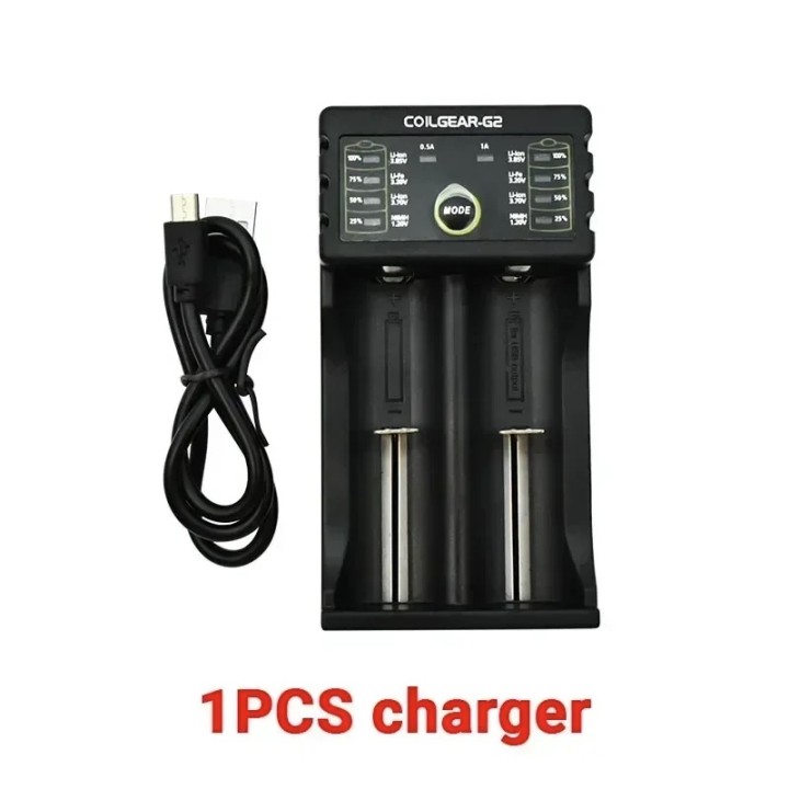 Chargeur 2 batteries li-ion 3.7v 18650 16340 14500 17670 175006 cr123 cr123a