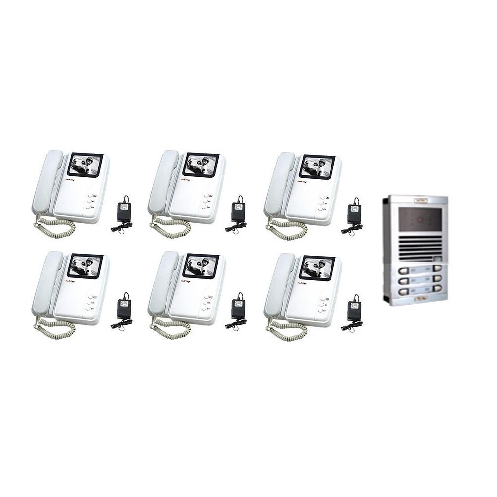 Intercom electronic b w 6 wire surface mounting video doorphone (camera+2 monitors) digital video doorphone system security ala