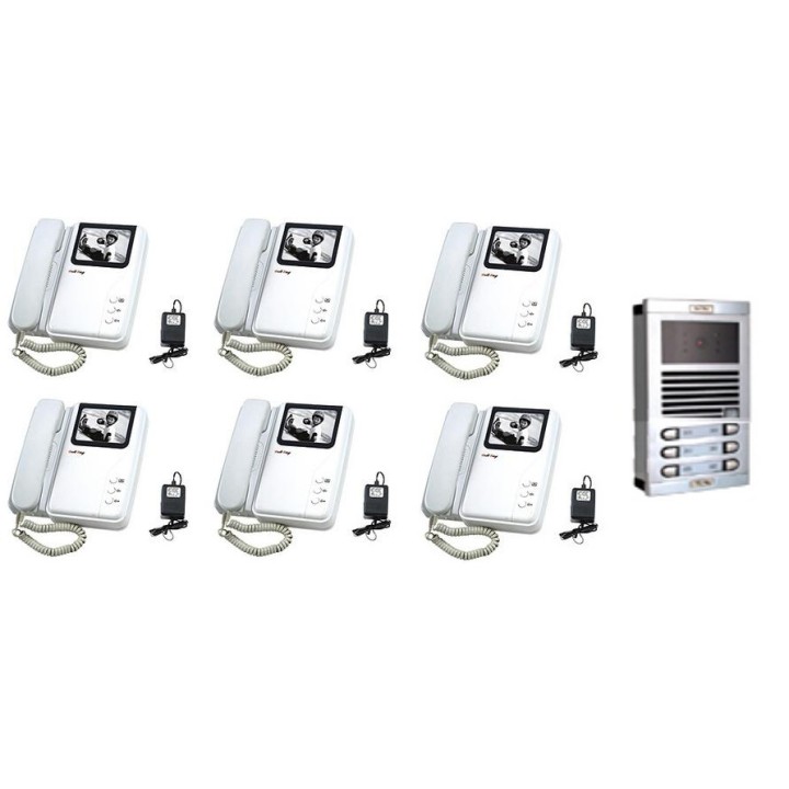 Intercom electronic b w 6 wire surface mounting video doorphone (camera+2 monitors) digital video doorphone system security ala