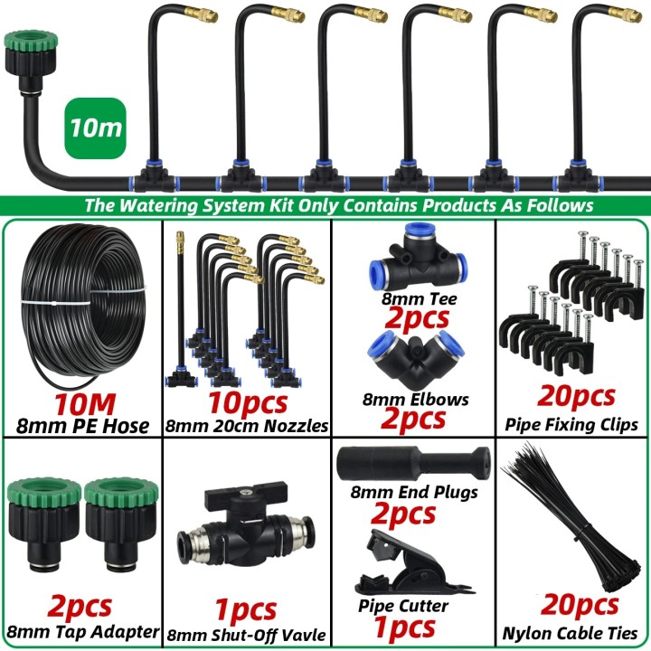 10m Patio Misting Cooling System – Universal Spray Kit with 8mm Tubing