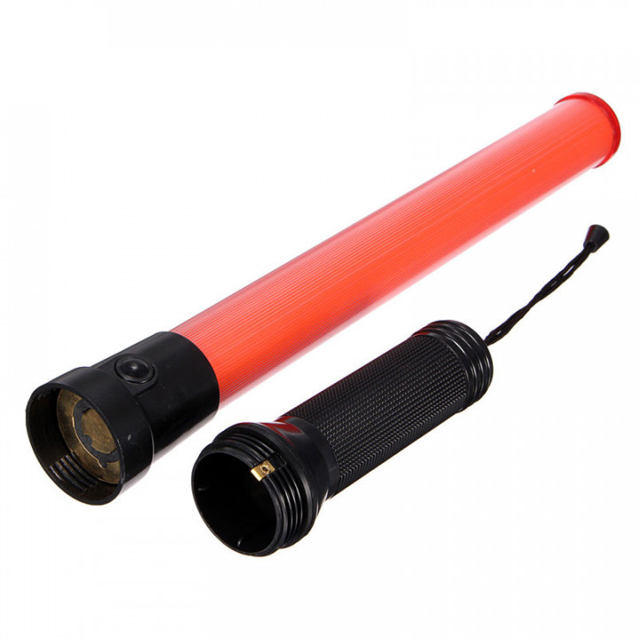 Traffic police baton 21 inch red lightingtraffic led safety control reflective warning stick flashlight jr  international - 3