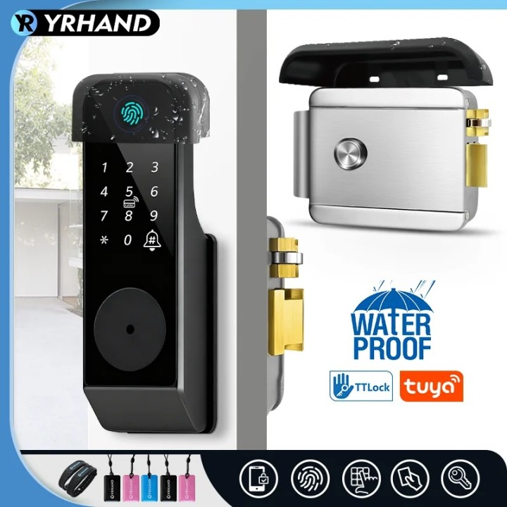 Fingerprint Door Lock, Waterproof, Tuya WiFi, Bluetooth Remote Control – Smart Electronic & Mechanical Door Lock for Home Use