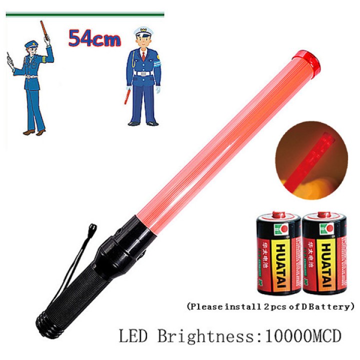 Traffic police baton 21 inch red lightingtraffic led safety control reflective warning stick flashlight jr  international - 10