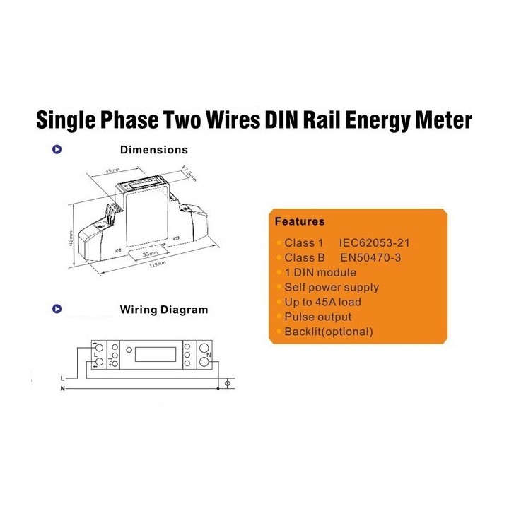 Energieverbrauchsanzeige kwh stundenzähler power din-schiene 220 ??v einphasig 1 phase bauser - 6