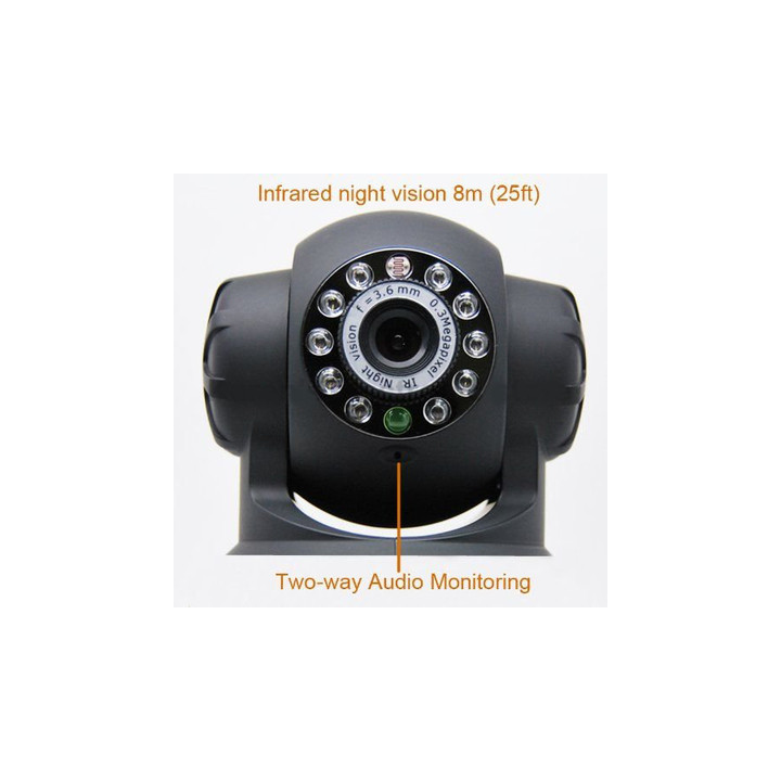 Wireless ip color camera network with pan tilt night vision 2 way audio jr international - 1