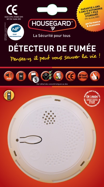9v detector de humo afnor nf en 14604 antiinciendios autónoma hfa 10809 601096-80 housegard - 1