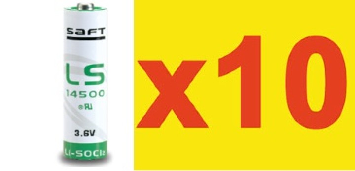 10 litio saft ls 14500 2400mah 3.6v aa ls14500 cr14505 er6h ltc17c tl5104 er6aa ls14500c saft - 1