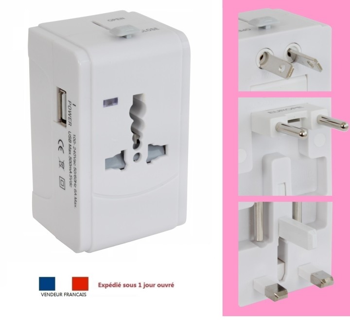 Spina con adattatore usb elettrizza 150 paesi viaggi europa usa australia regno unito gran bretagna jr international - 1
