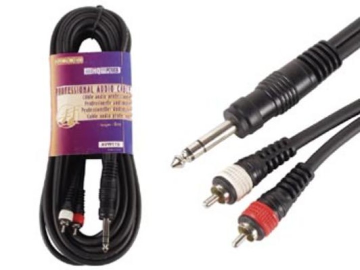 Cable 1.2m 2 jack macho 6.35 hacia 2rca macho cable 2 j6.3 mo m 2 rca m 1.2m sobre cables conexione cables conxiones jr internat