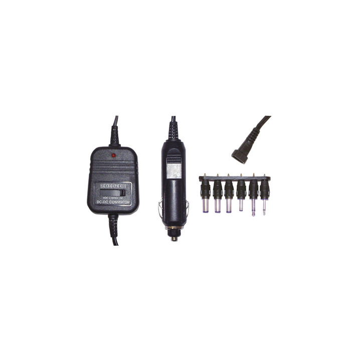 Convertidor auto 800ma negror enchufe sobre la toma de mechero varios tipos polaridad b034ca electrovision - 1
