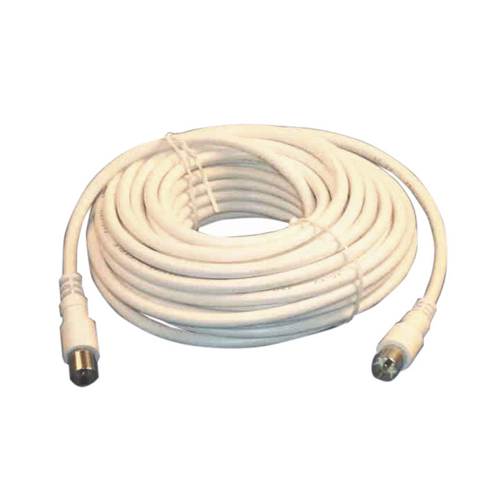 Tv cable 10m white with adapter 9.5 tv cable tv extension cord for tv jr international - 1