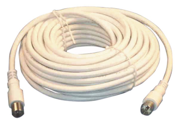 Tv cable 10m white with adapter 9.5 tv cable tv extension cord for tv jr international - 1