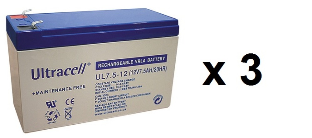 3 Bateria recargable 12v 7.5ah accu plomo gel solar accumulador estanco 6a 6,5ah 7ah 7.2ah 7.5a ultracell - 1