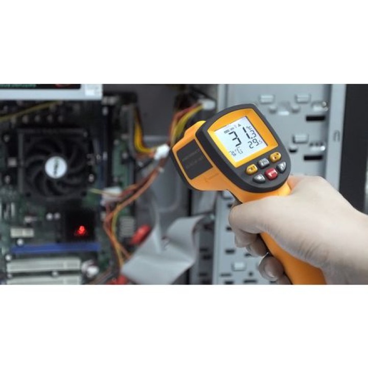 Termometro laser infrarosso digitale a 700 gradi senza contatto arancio jr international - 10