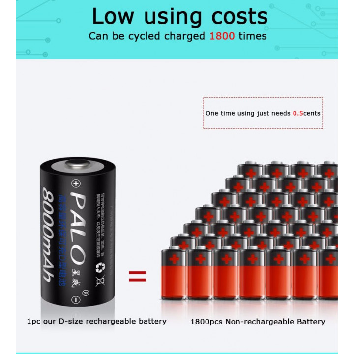 Bateria recargable 1.2vcc 2500ma r20d (las 2 baterias ) pila seca pilas accu velleman - 3