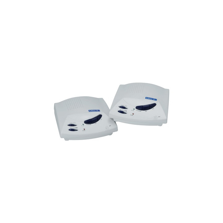 White hands free 3 channel wireless intercom with volume control and channel selector. sold in pairs jr international - 1