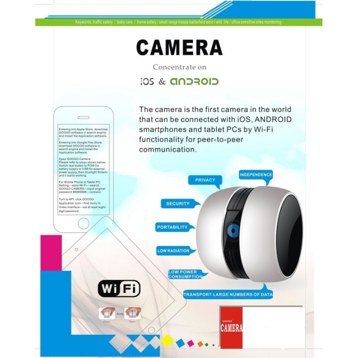 Wifi ip camera motorized googo wireless color video surveillance remote iphone hp - 2