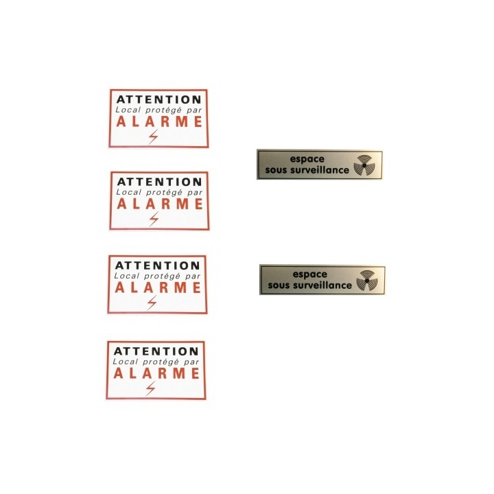 Set di 4 etichette di avvertimento attenzione + 2 etichette spazio sotto sorveglianza jr international - 1