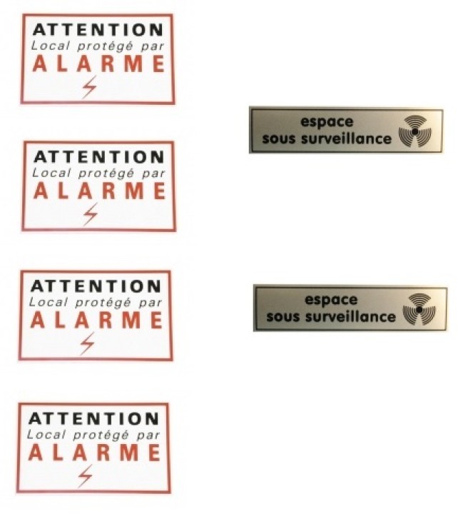 Set di 4 etichette di avvertimento attenzione + 2 etichette spazio sotto sorveglianza jr international - 1